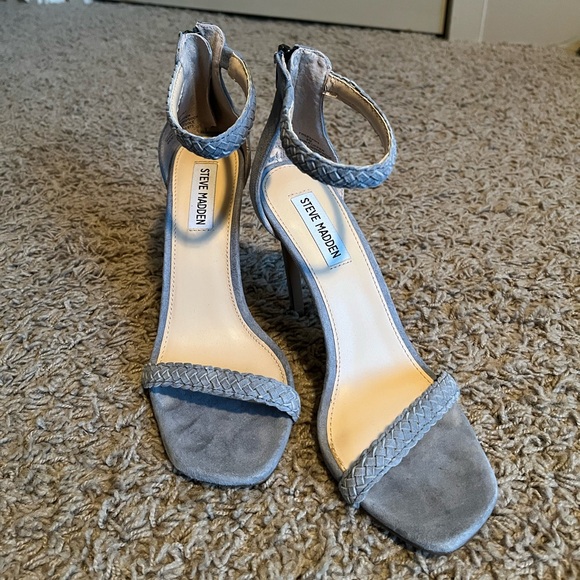 Steve Madden Shoes - Steve Madden Blue Suede Braided Strap Heels – Ankle Strap Sandals